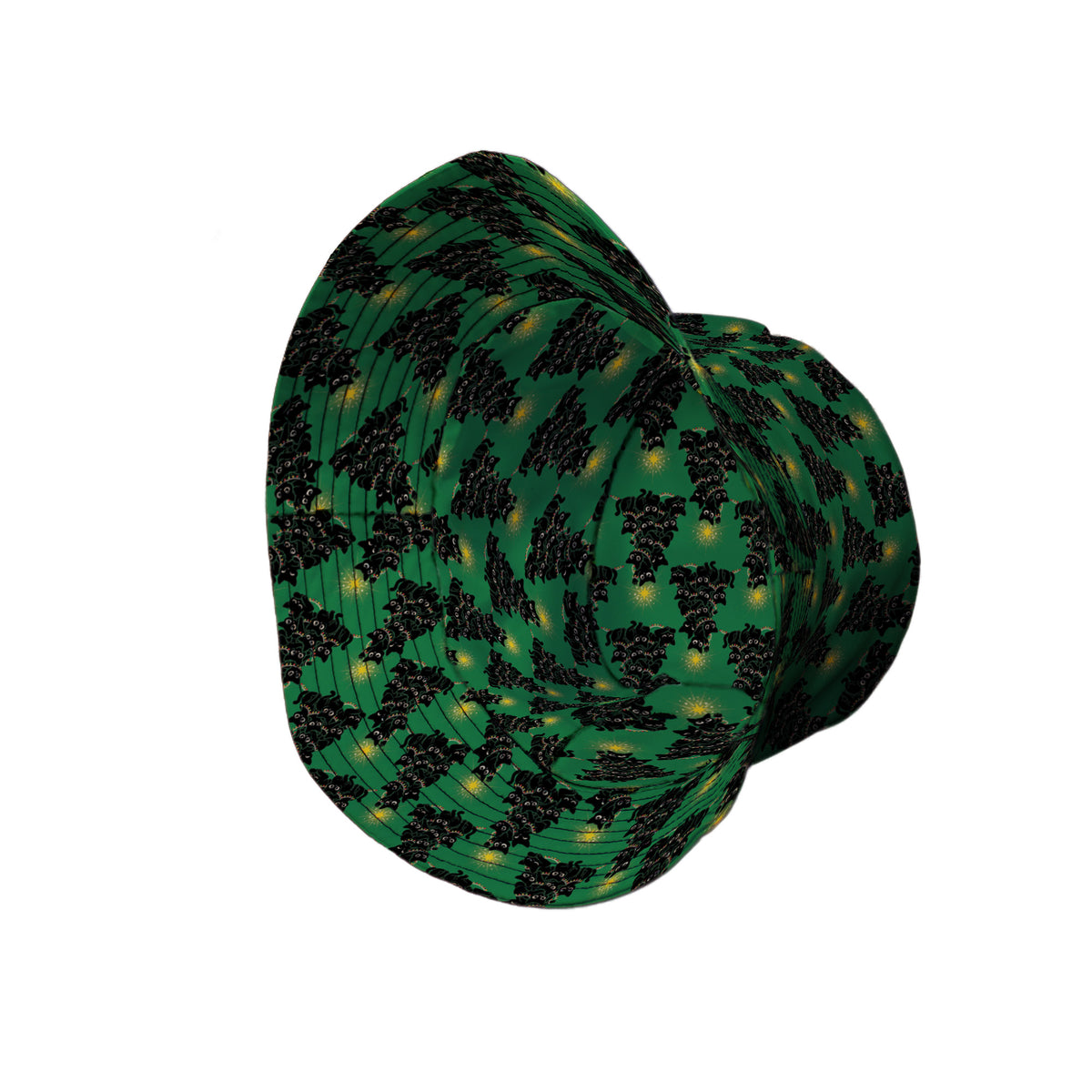 Meowy Christmas Tree Green Bucket Hat Side View