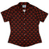 Meowy Christmas Tree Red Curvy Button Up Shirt womens front