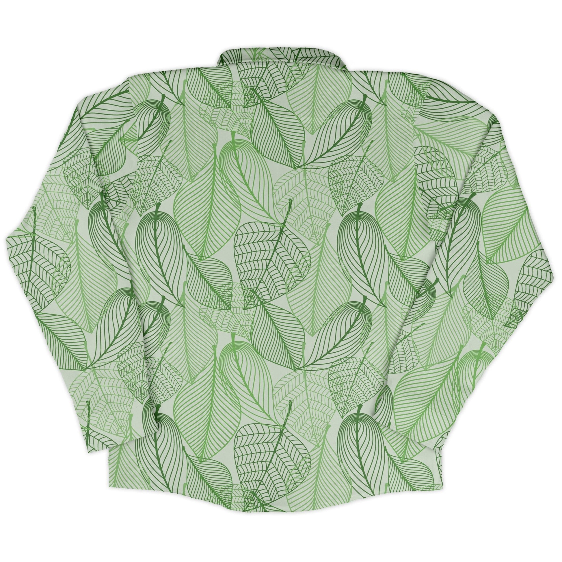 Micro Minimalist Leaves Long Sleeve Button Up Shirt Geek Nerd adult sizing Botany Print FLOW DESC WRITING
