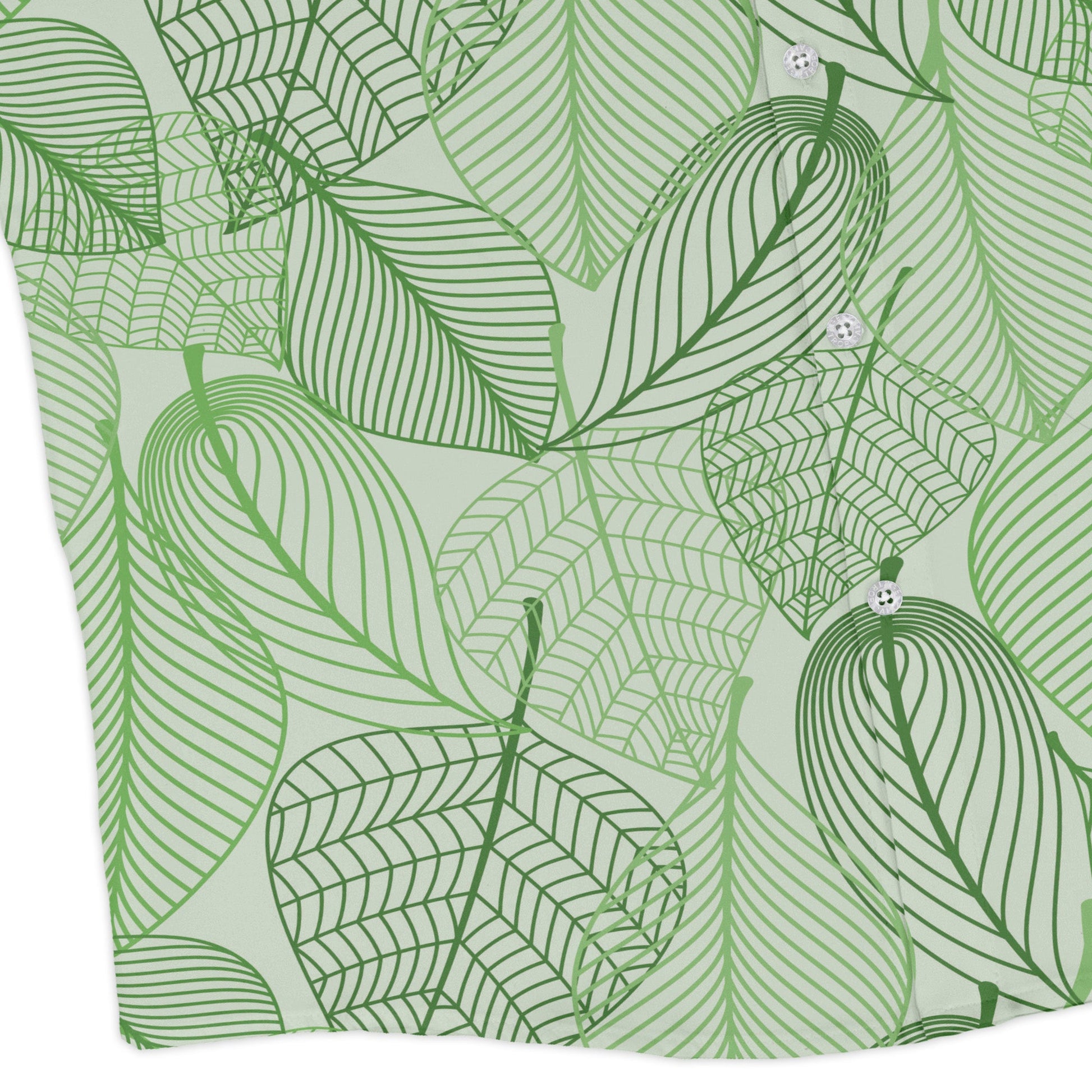 Micro Minimalist Leaves Long Sleeve Button Up Shirt Geek Nerd adult sizing Botany Print FLOW DESC WRITING