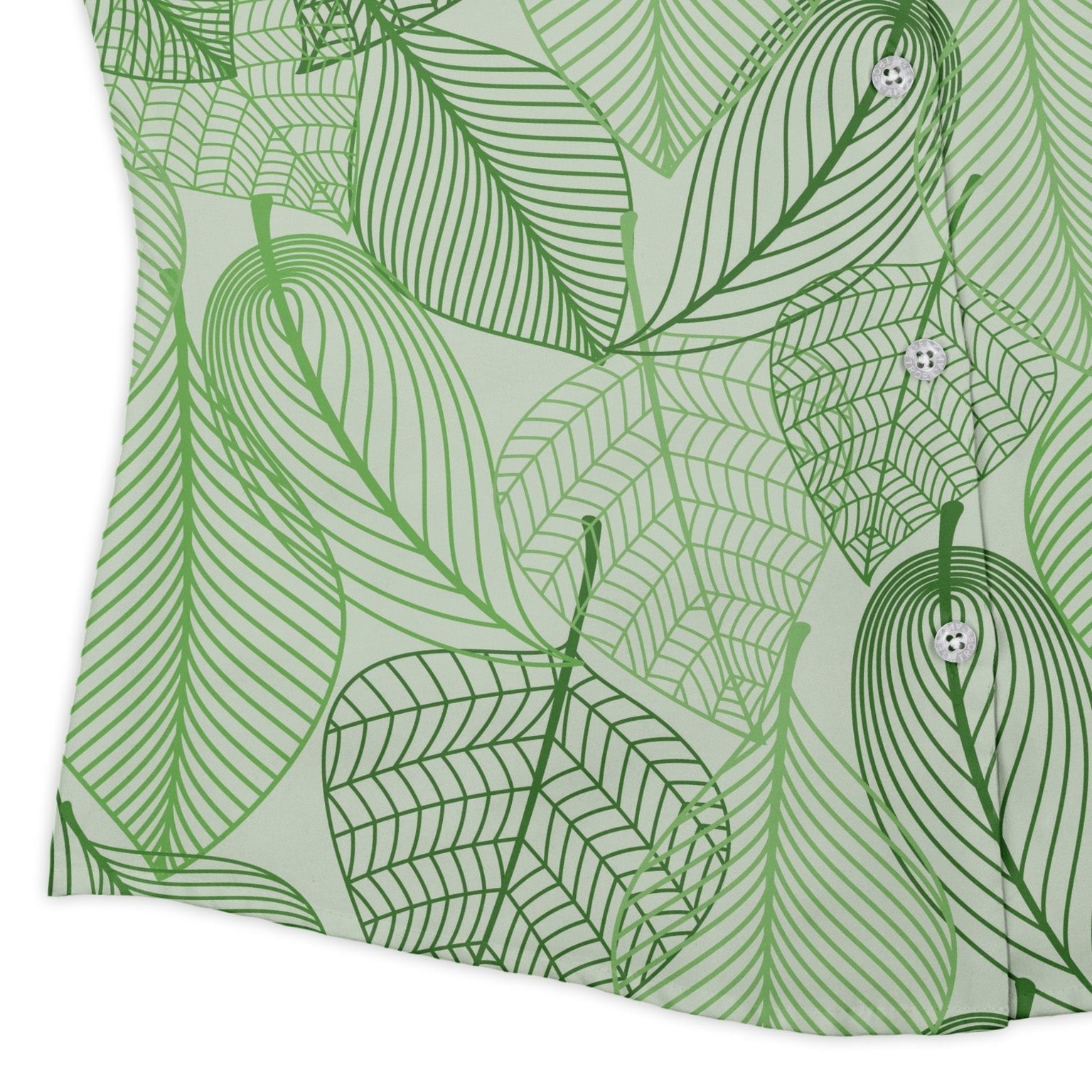 Micro Minimalist Leaves Curvy Button Up Shirt Geek Nerd Botany Print Simple Patterns women