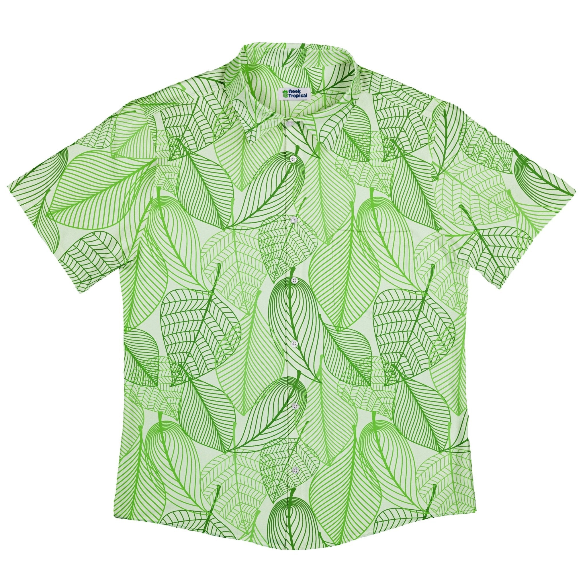 Micro Minimalist Leaves Button Up Shirt - adult sizing - Botany Print - Simple Patterns