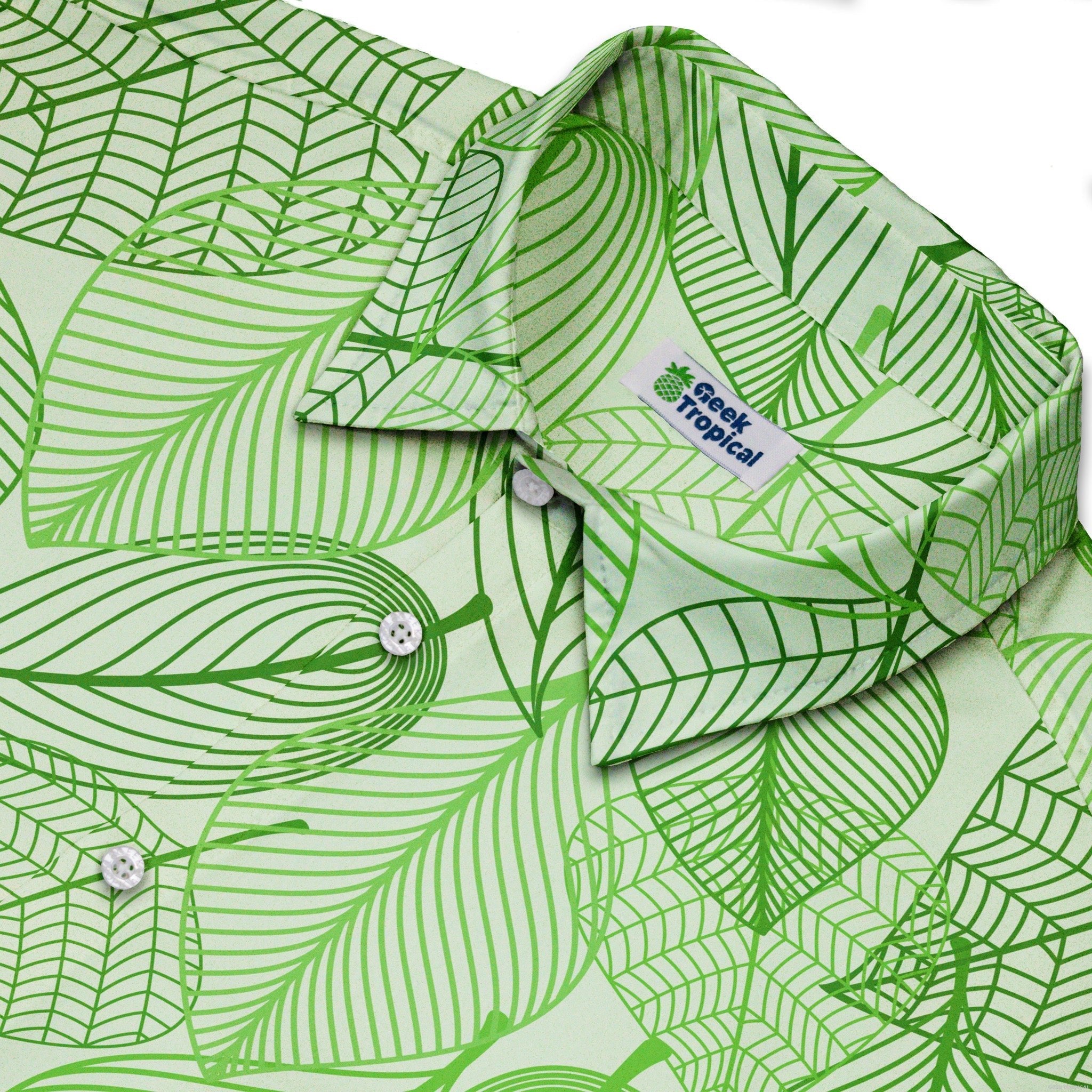 Micro Minimalist Leaves Button Up Shirt - adult sizing - Botany Print - Simple Patterns