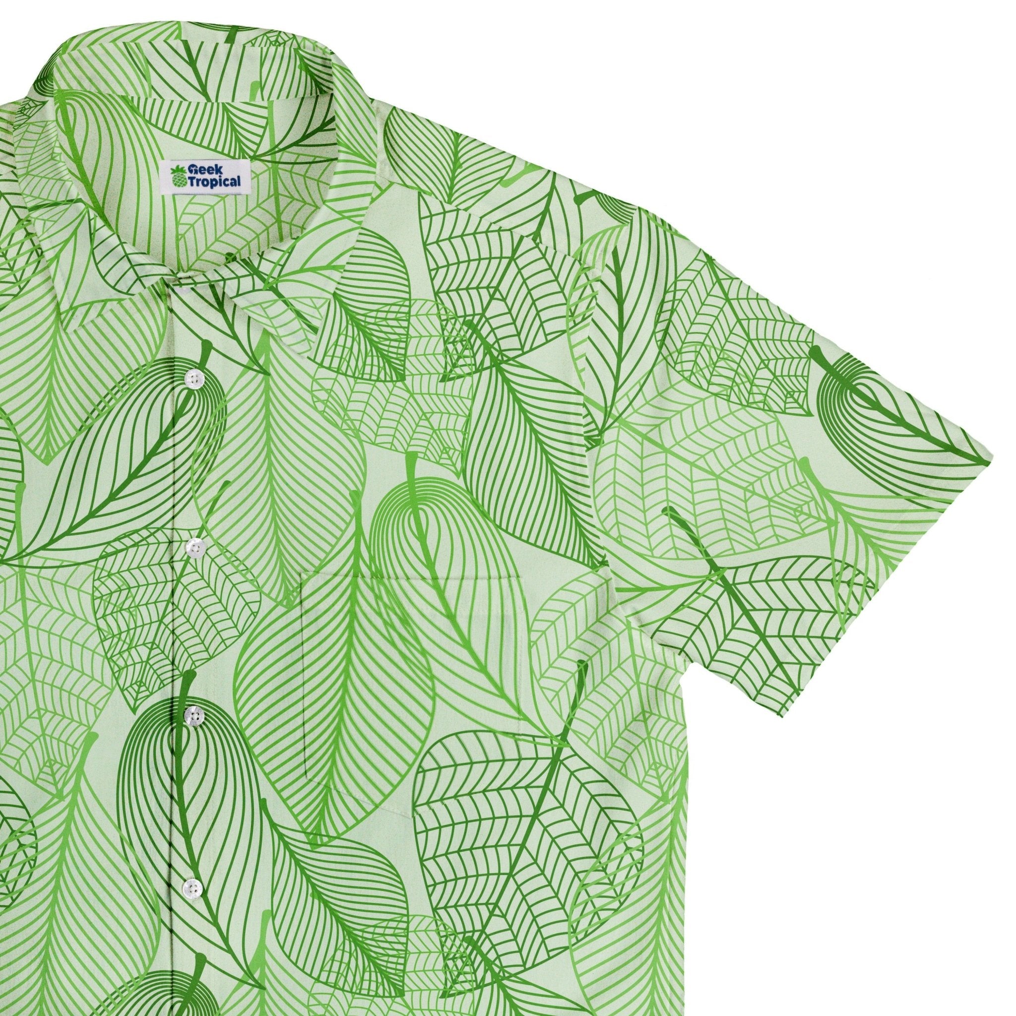 Micro Minimalist Leaves Button Up Shirt - adult sizing - Botany Print - Simple Patterns