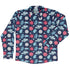 Microscopic Collection Blue Science Biology Long Sleeve Button Up Shirt Geek Nerd adult sizing FLOW DESC WRITING Maximalist Patterns