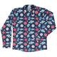 Microscopic Collection Blue Science Biology Long Sleeve Button Up Shirt Geek Nerd adult sizing FLOW DESC WRITING Maximalist Patterns