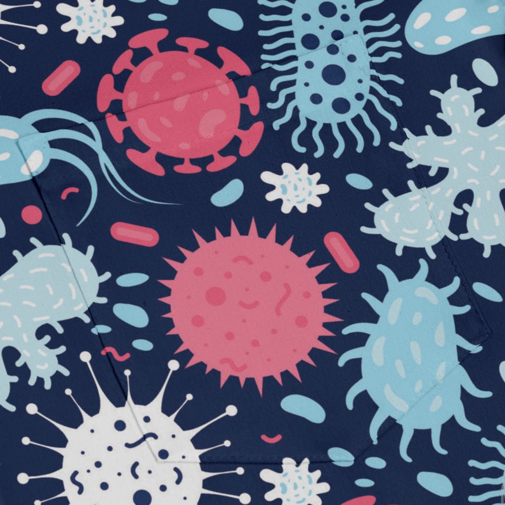 Microscopic Collection Blue Science Biology Long Sleeve Button Up Shirt Geek Nerd adult sizing FLOW DESC WRITING Maximalist Patterns