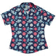 Microscopic Collection Blue Science Biology Curvy Button Up Shirt Geek Nerd Maximalist Patterns science print women