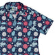 Microscopic Collection Blue Science Biology Curvy Button Up Shirt Geek Nerd Maximalist Patterns science print women