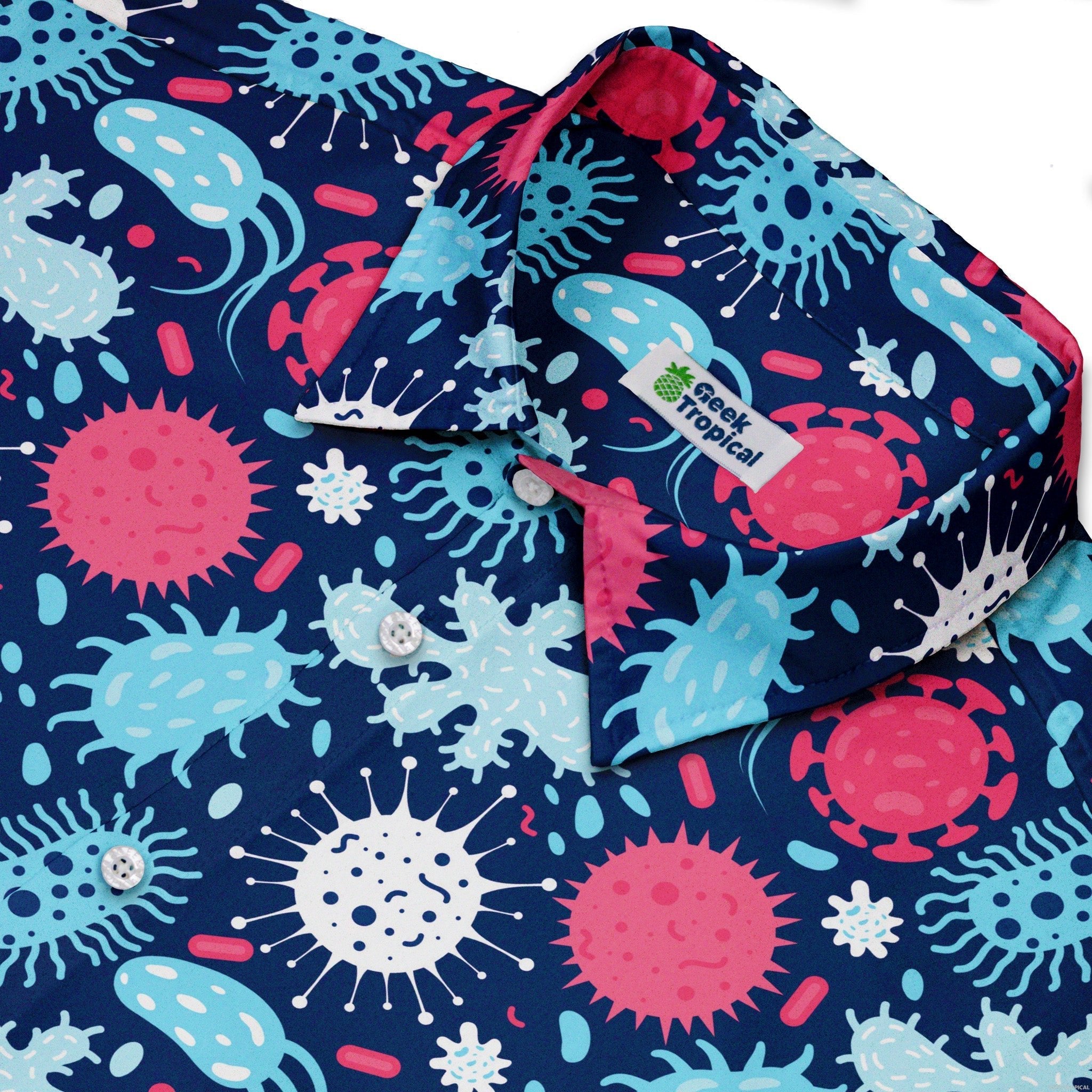 Microscopic Collection Blue Science Biology Button Up Shirt - adult sizing - Maximalist Patterns - science print