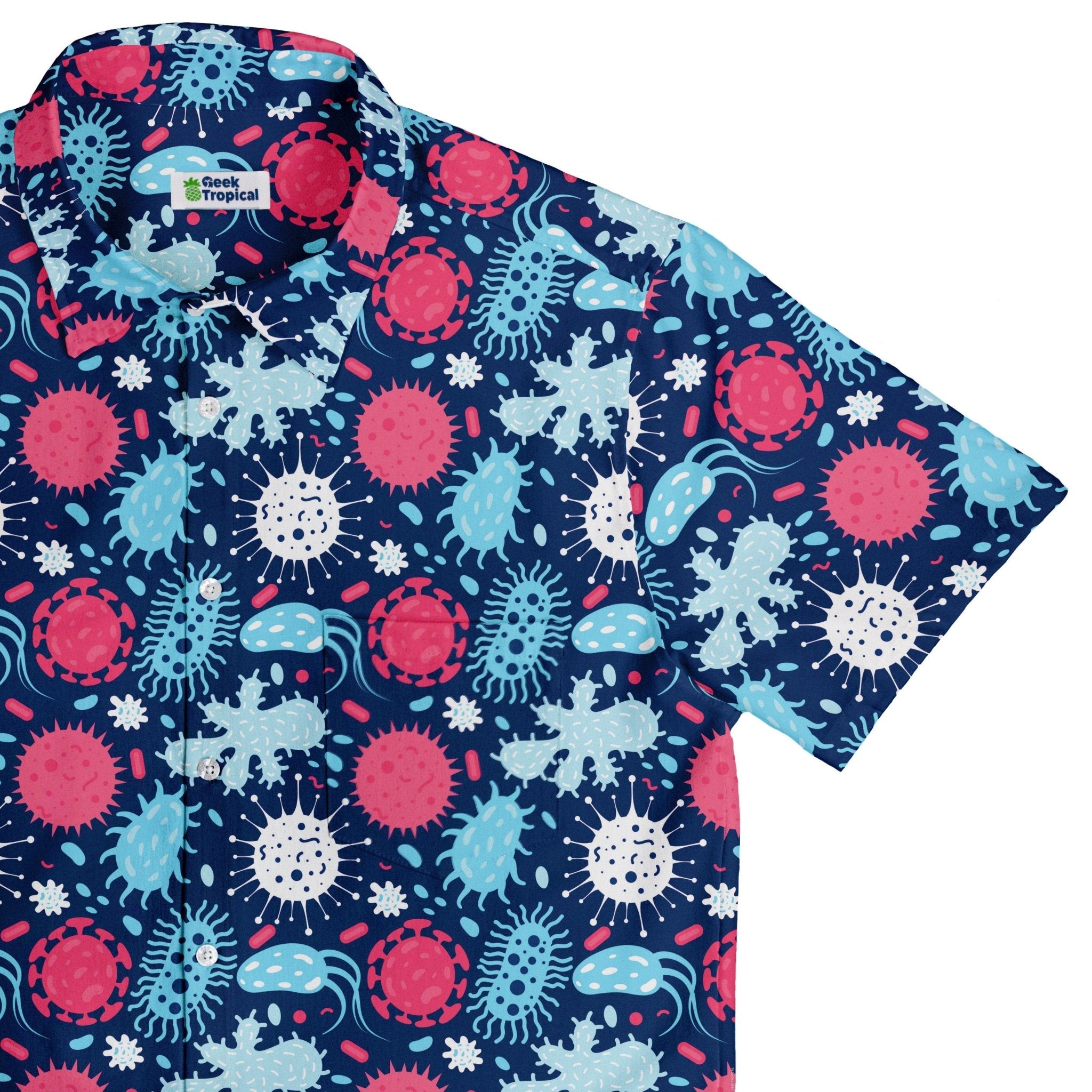 Microscopic Collection Blue Science Biology Button Up Shirt - adult sizing - Maximalist Patterns - science print