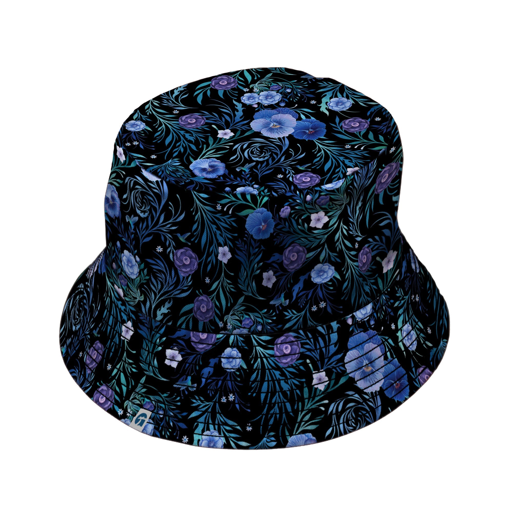 Midnight Bloom Garden Bucket Hat Black Stitching