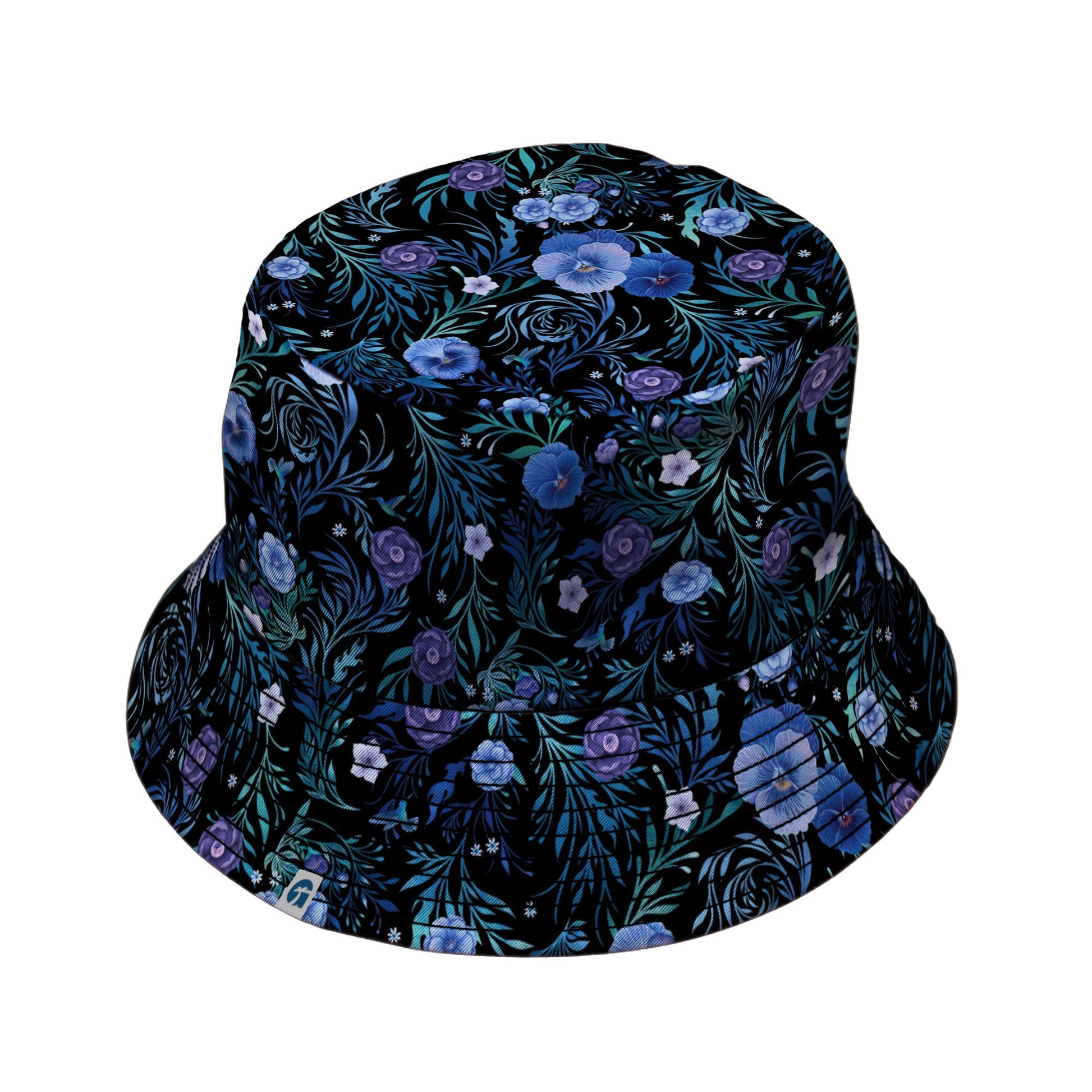 Midnight Bloom Garden Bucket Hat Black Stitching