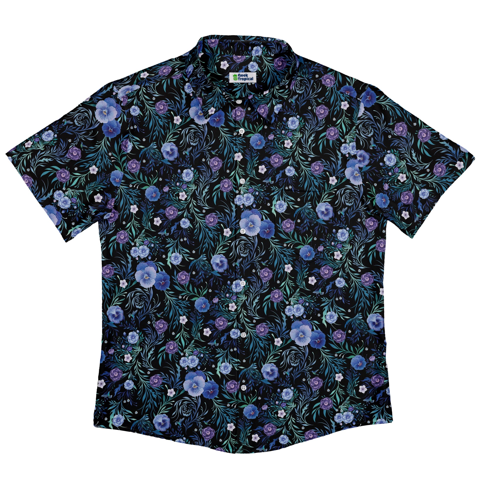 Midnight Bloom Garden Button Up Shirt Flat Front