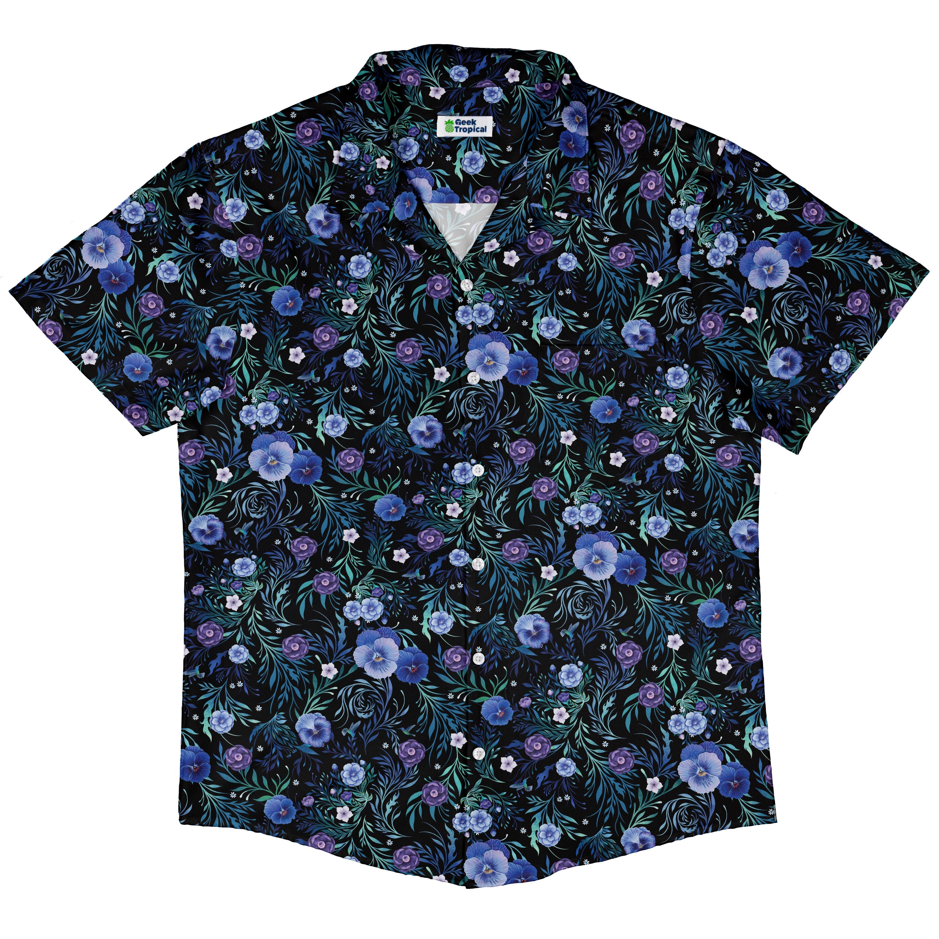 Midnight Bloom Garden Button Up Shirt Hawaiian Front