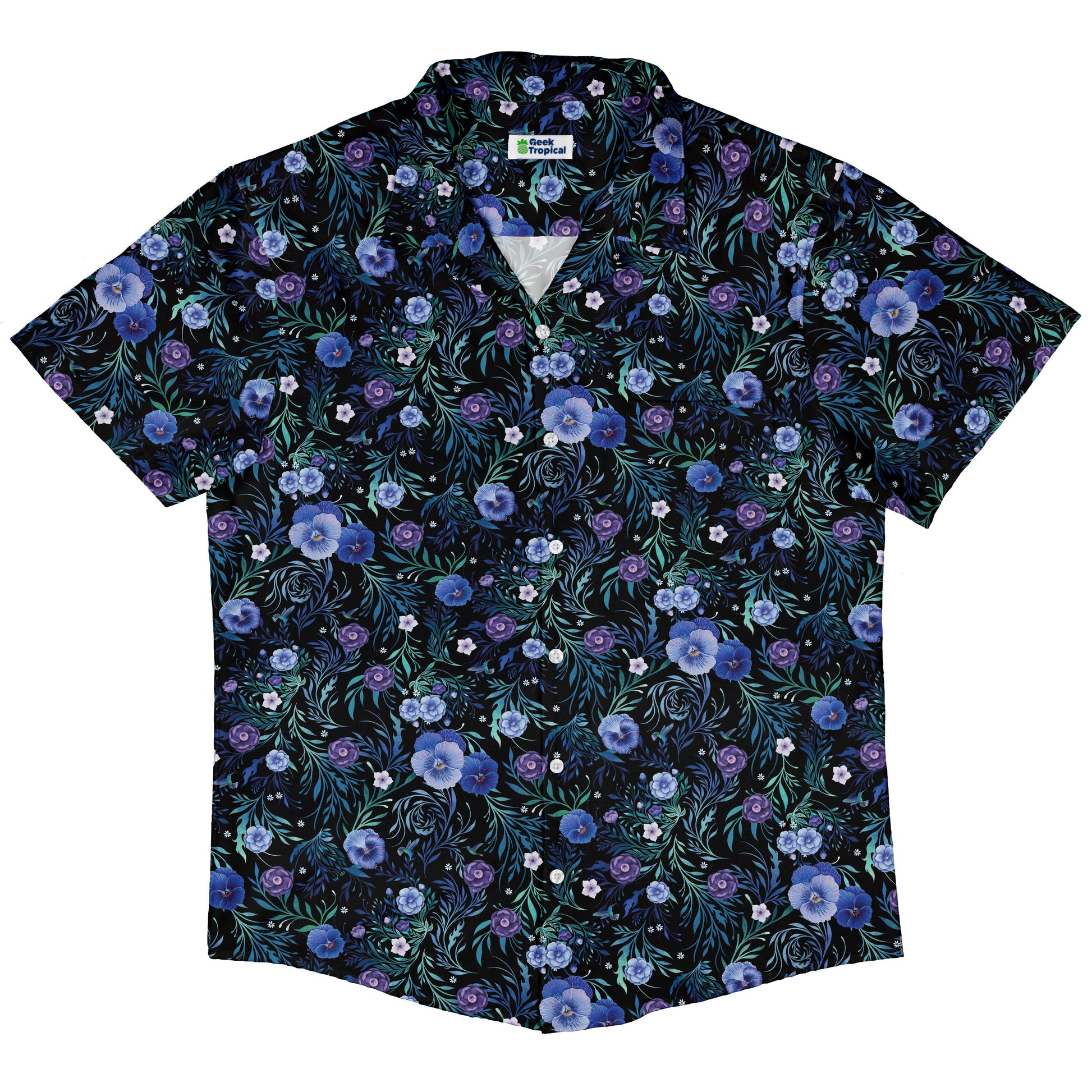 Midnight Bloom Garden Button Up Shirt Hawaiian Front