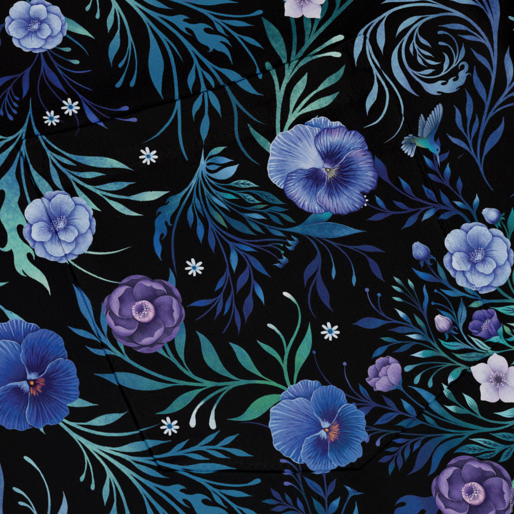 Midnight Bloom Garden Button Up Shirt Pocket