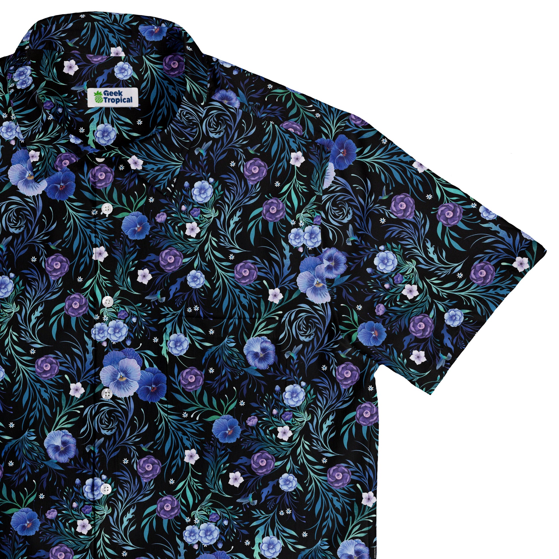 Midnight Bloom Garden Button Up Shirt Top Corner