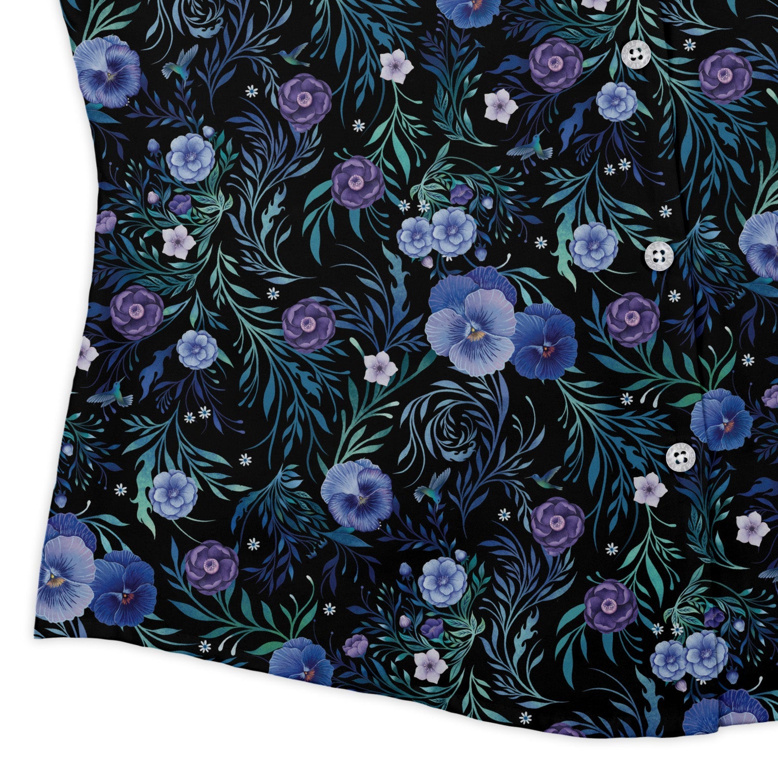 Midnight Bloom Garden Curvy Button Up Shirt womens corner
