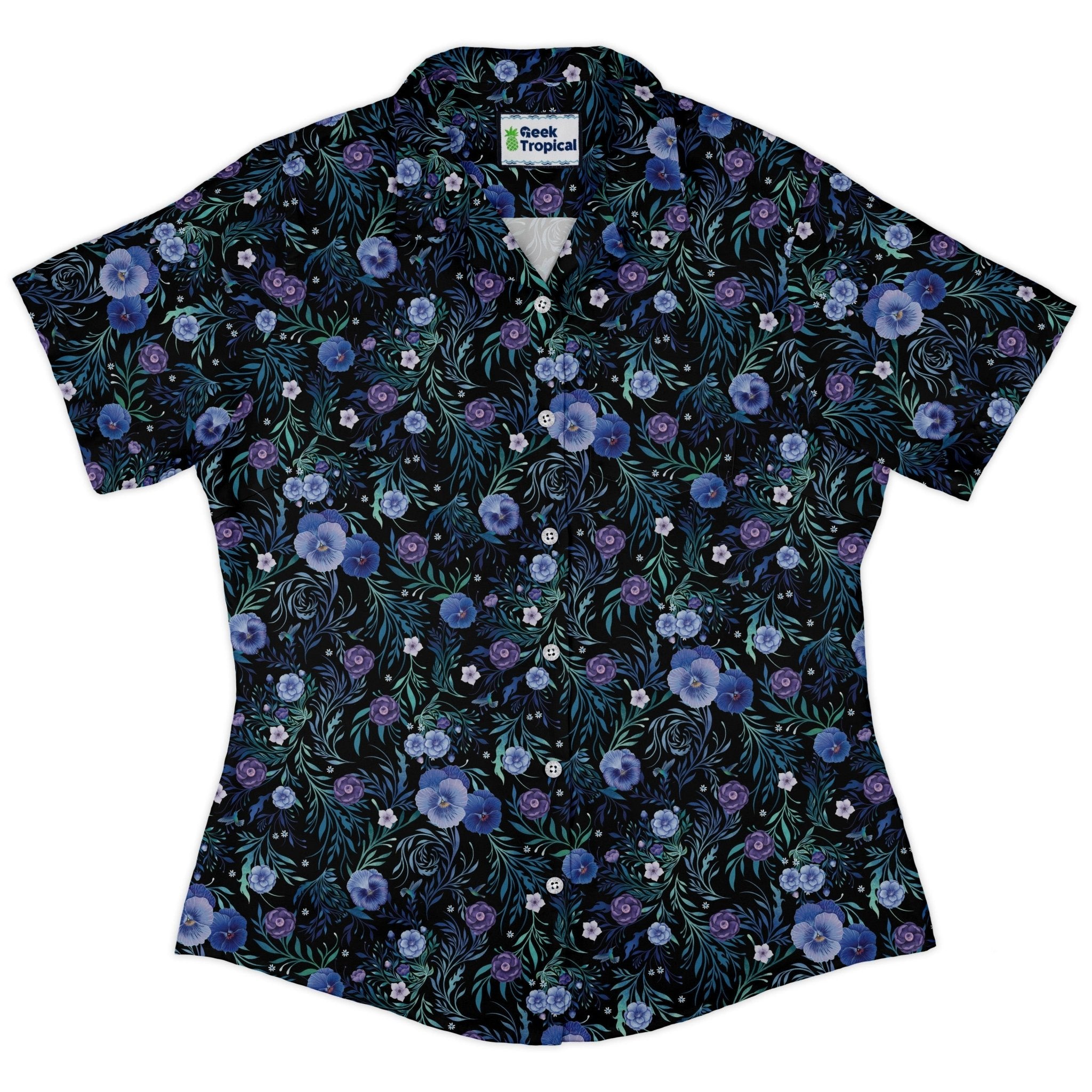 Midnight Bloom Garden Curvy Button Up Shirt 2