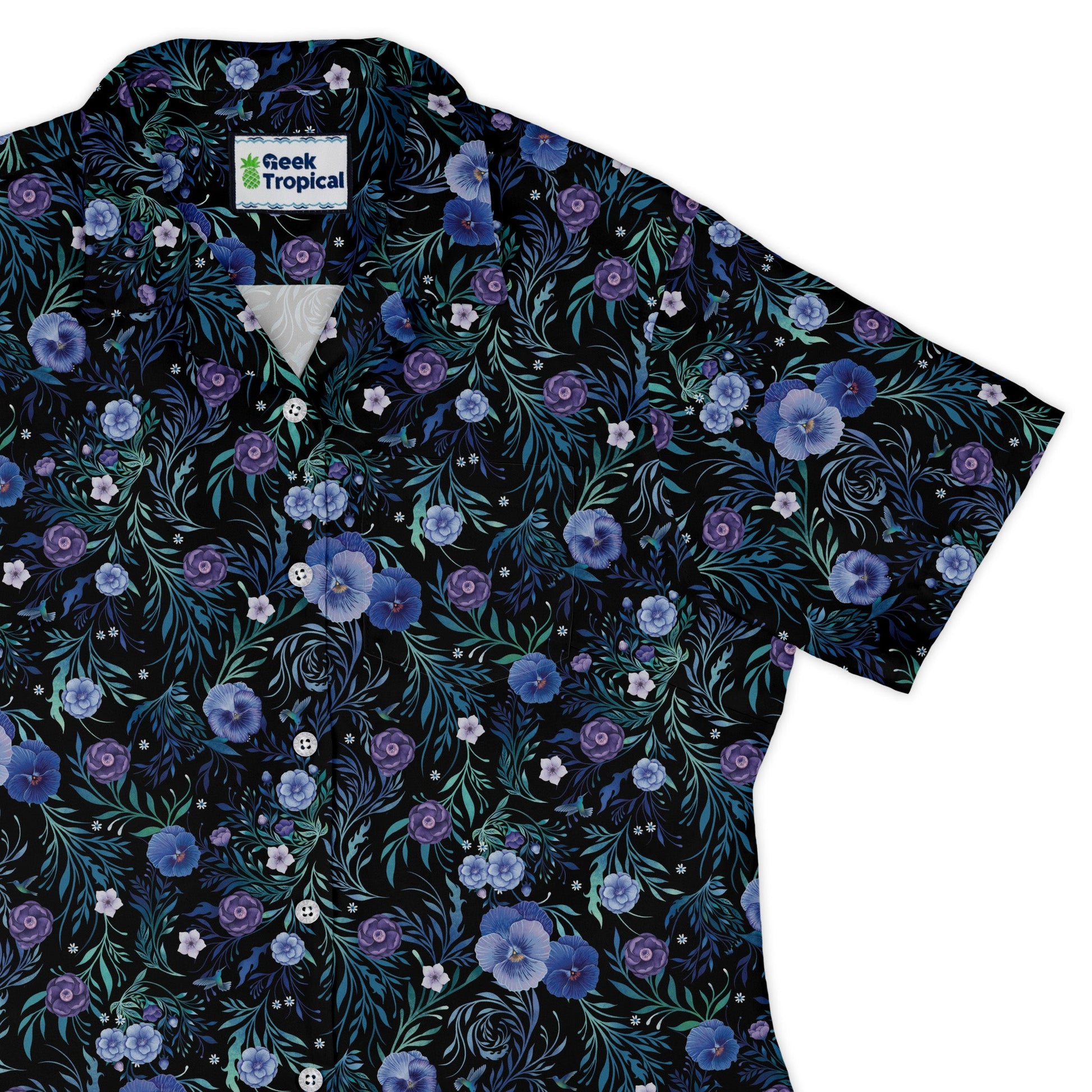 Midnight Bloom Garden Curvy Button Up Shirt womens top right