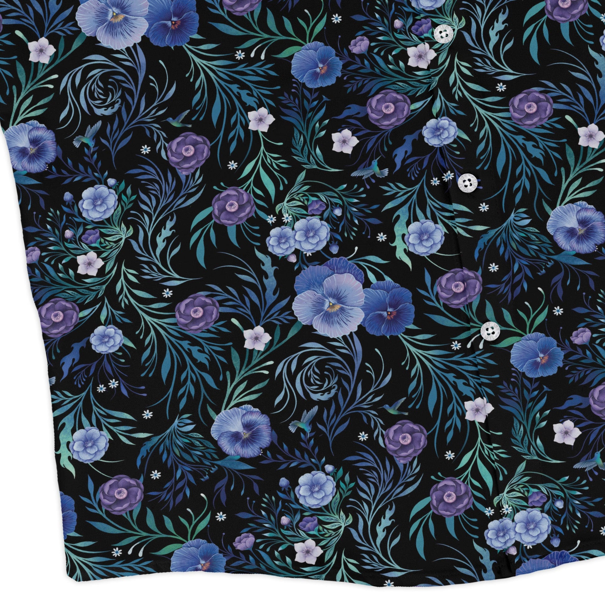 Midnight Bloom Garden Long Sleeve Button Up Shirt corner