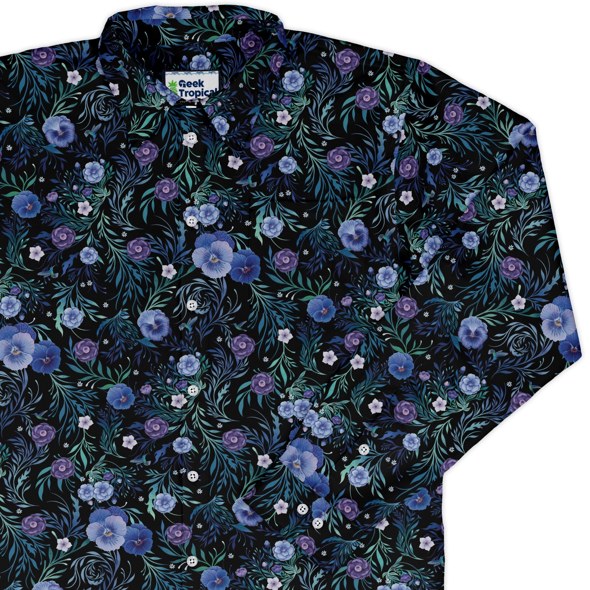 Midnight Bloom Garden Long Sleeve Button Up Shirt cover