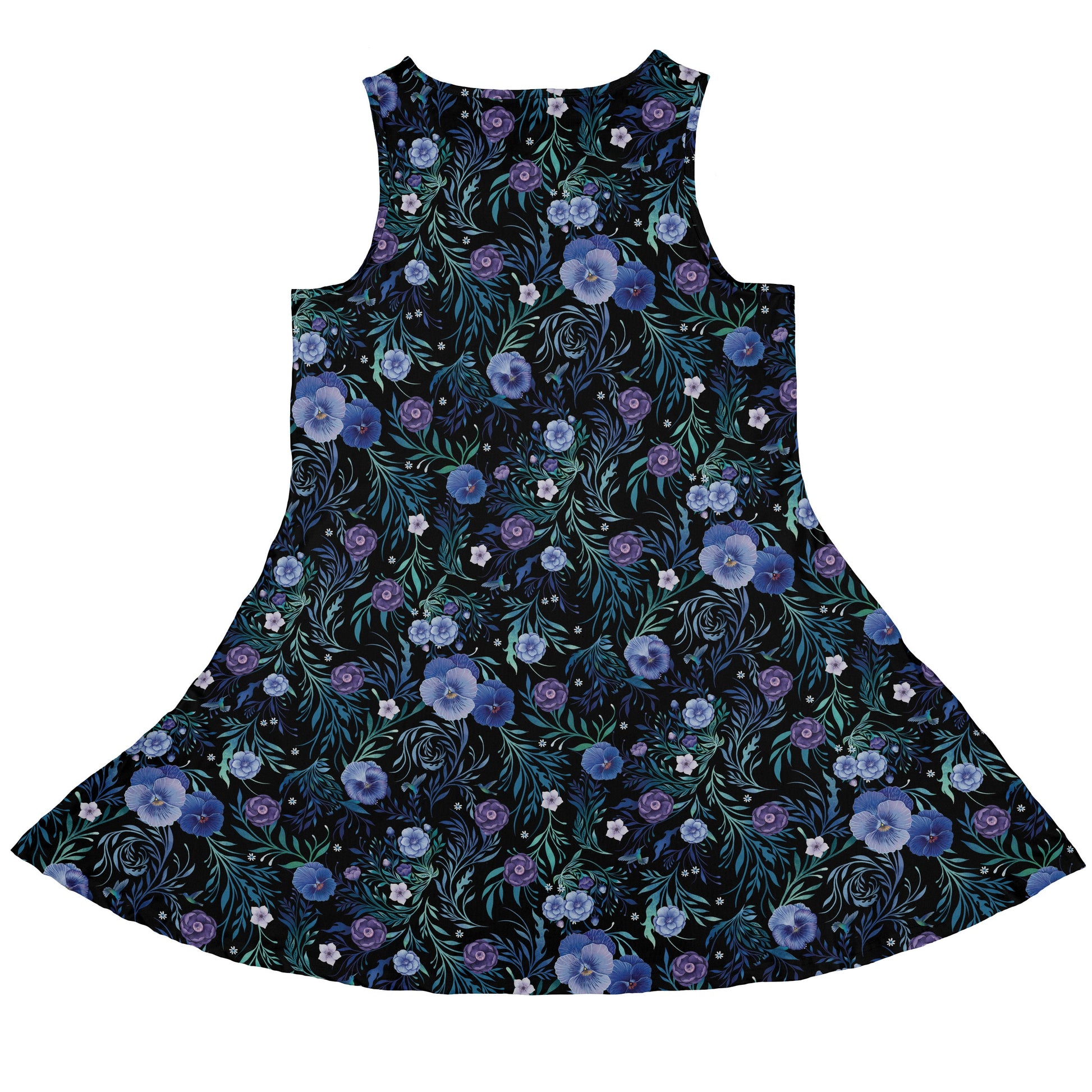 Midnight Bloom Garden Sleeveless Dress back