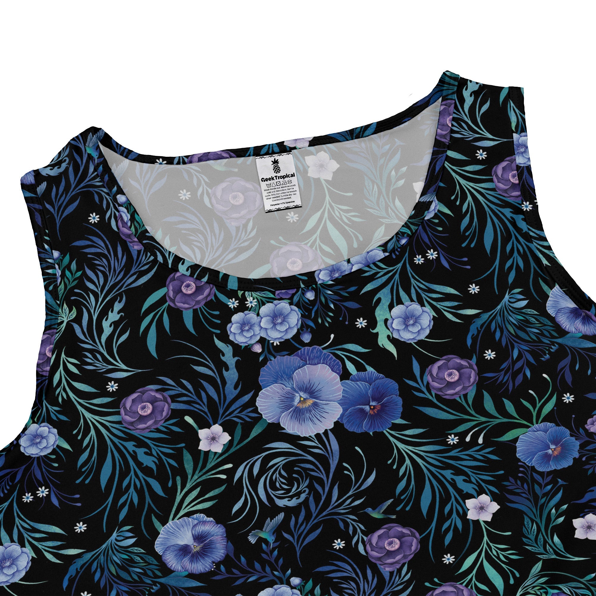 Midnight Bloom Garden Sleeveless Dress close front