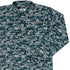 Military Fighter Jet Navy Camo Blue Long Sleeve Button Up Shirt Geek Nerd adult sizing aviation print FLOW DESC WRITING