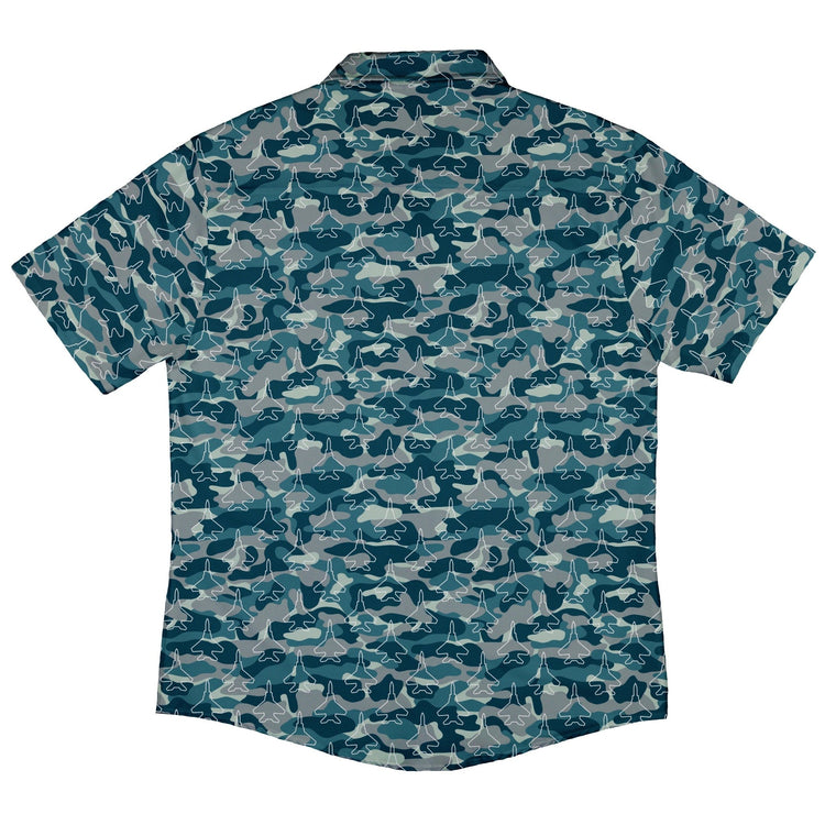 Military Fighter Jet Navy Camo Blue Button Up Shirt - adult sizing - aviation print -
