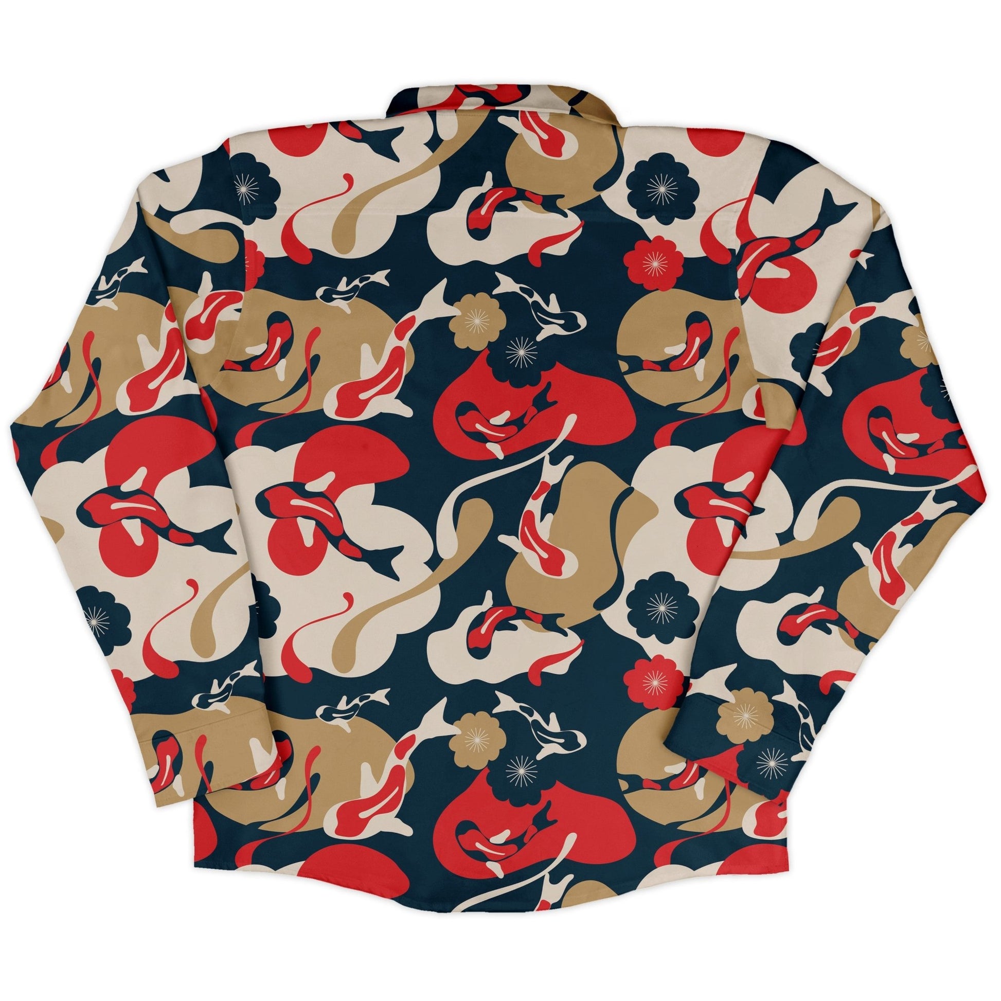 Modern Koi Long Sleeve Button Up Shirt Geek Nerd adult sizing Anime Design by Claire Murphy