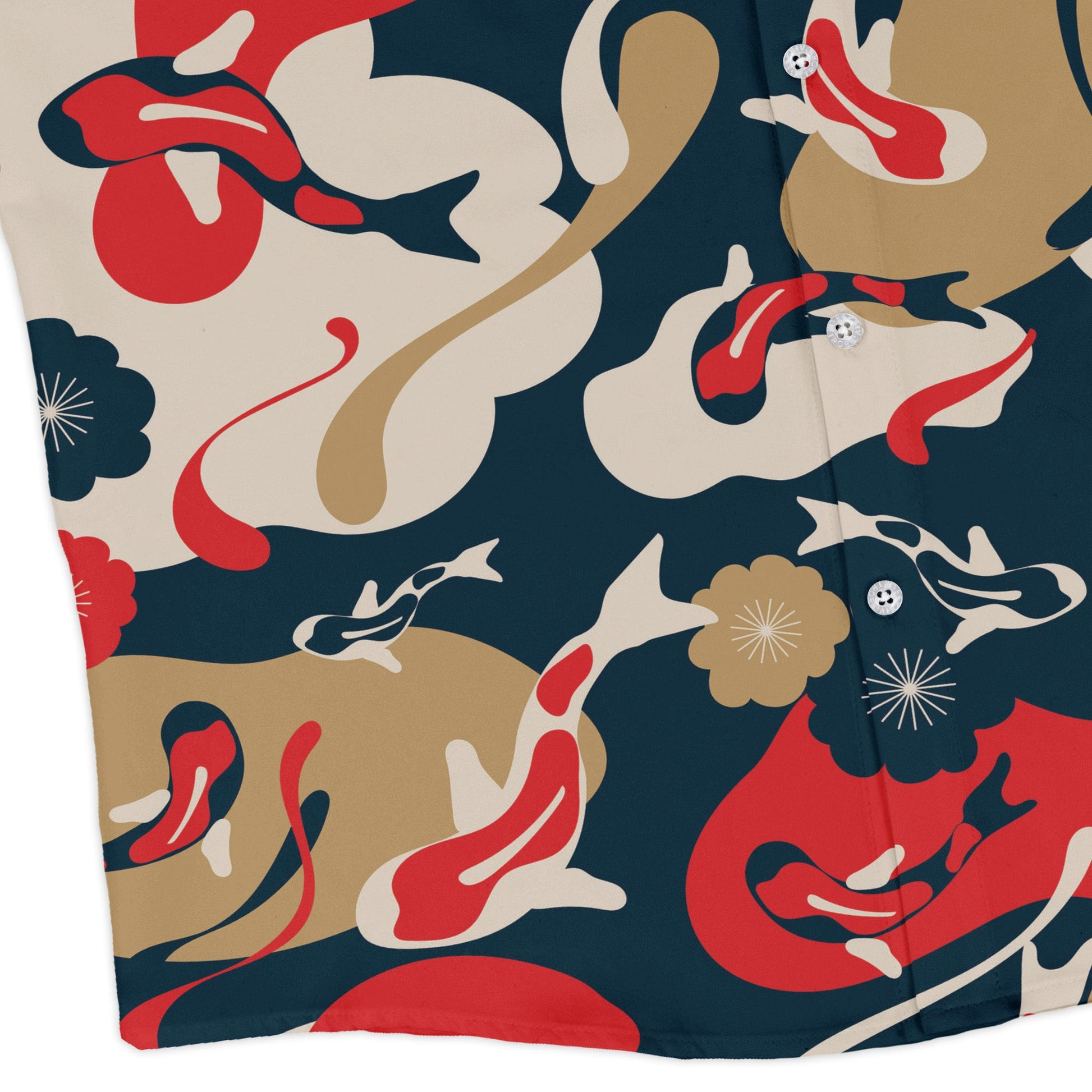 Modern Koi Long Sleeve Button Up Shirt Geek Nerd adult sizing Anime Design by Claire Murphy