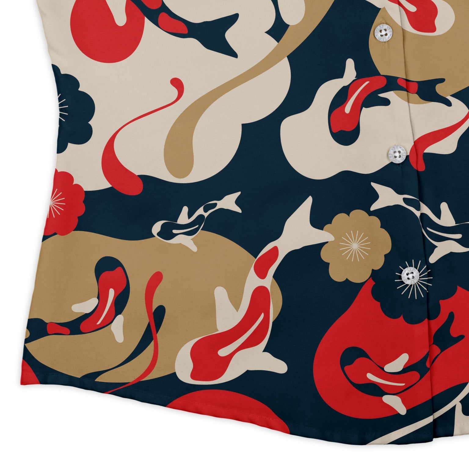 Modern Koi Curvy Button Up Shirt Geek Nerd Anime Design by Claire Murphy women