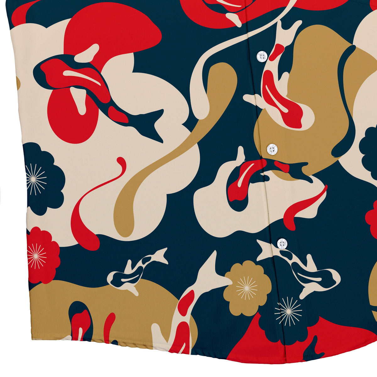 The Koi In-house Prints Men's Button Down Top (White)