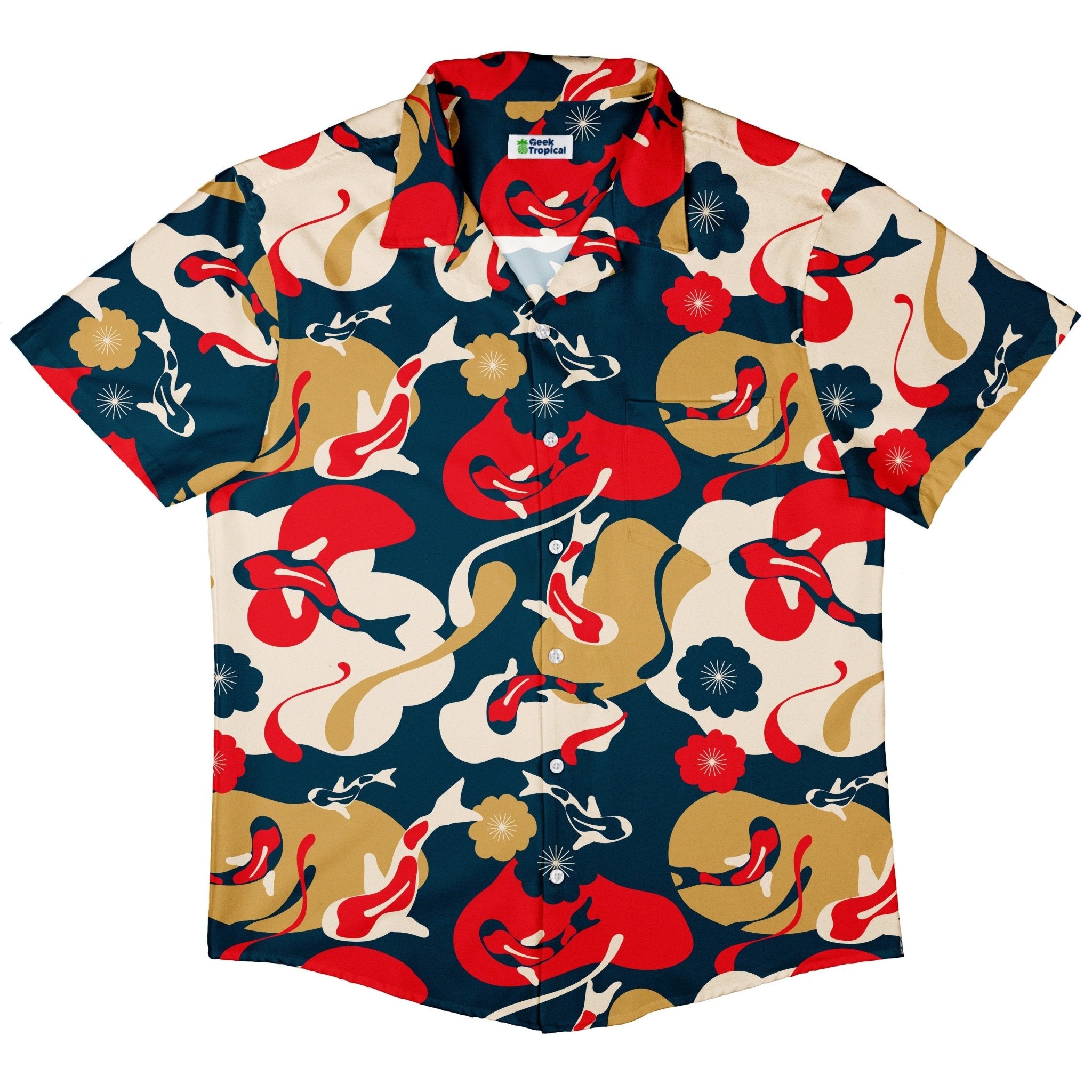 Modern Koi Button Up Shirt - adult sizing - Anime - Design by Claire Murphy