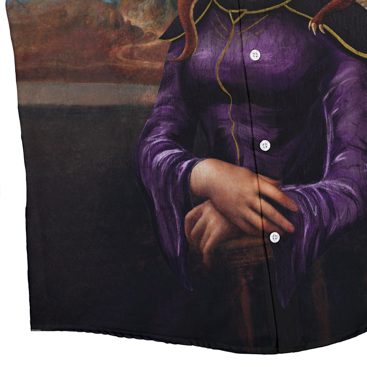 Mona Lisa Warlock Button Up Shirt Geek Nerd 0925 adult sizing All Adult Button Up Shirts