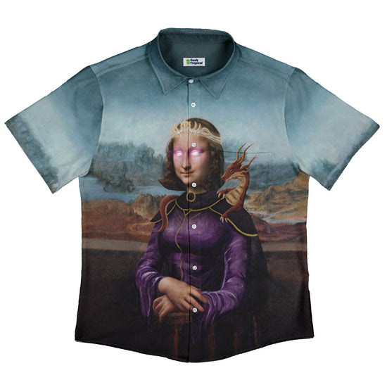 Mona Lisa Warlock Button Up Shirt Geek Nerd 0925 adult sizing All Adult Button Up Shirts