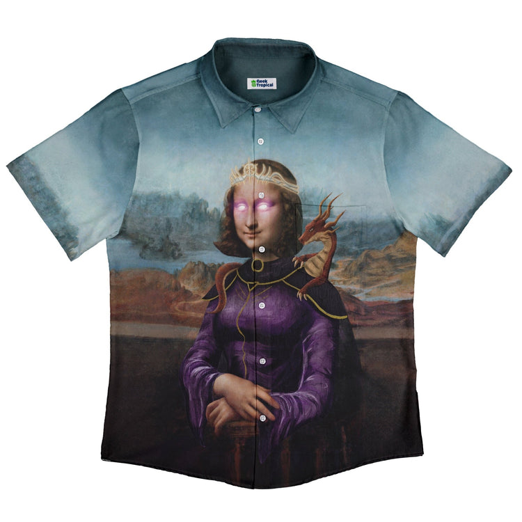Mona Lisa Warlock Button Up Shirt Geek Nerd 0925 adult sizing All Adult Button Up Shirts