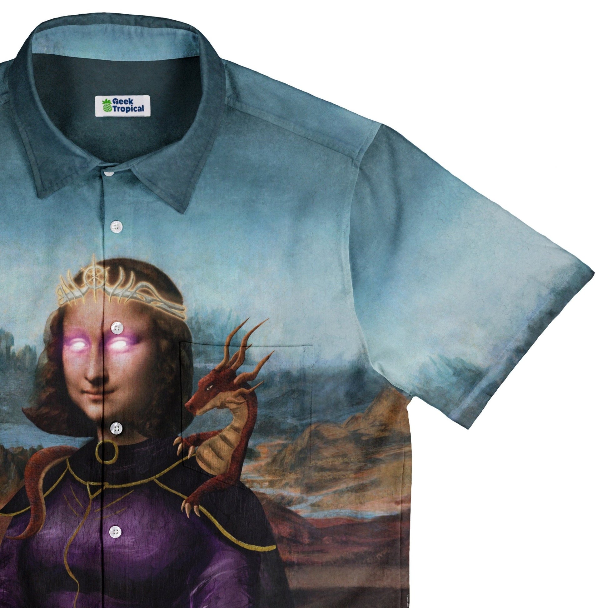 Mona Lisa Warlock Button Up Shirt Geek Nerd 0925 adult sizing All Adult Button Up Shirts