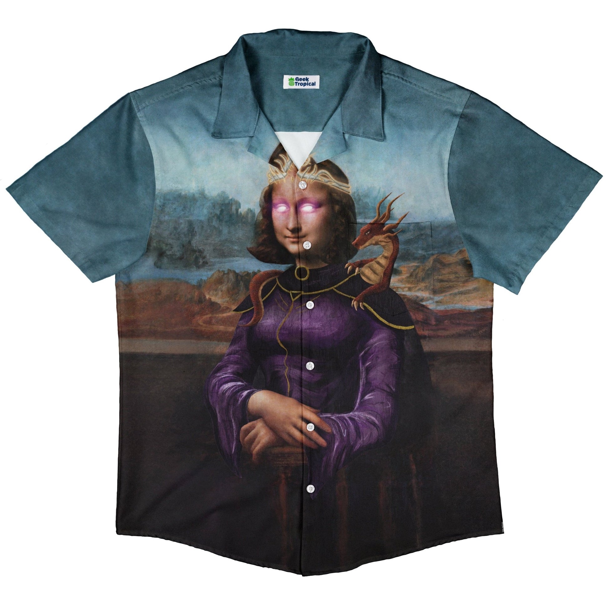 Mona Lisa Warlock Button Up Shirt Geek Nerd 0925 adult sizing All Adult Button Up Shirts