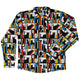 Mondrian Cat Library Long Sleeve Button Up Shirt Geek Nerd adult sizing Animal Patterns Book Prints
