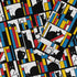 Mondrian Cat Library Long Sleeve Button Up Shirt Geek Nerd adult sizing Animal Patterns Book Prints