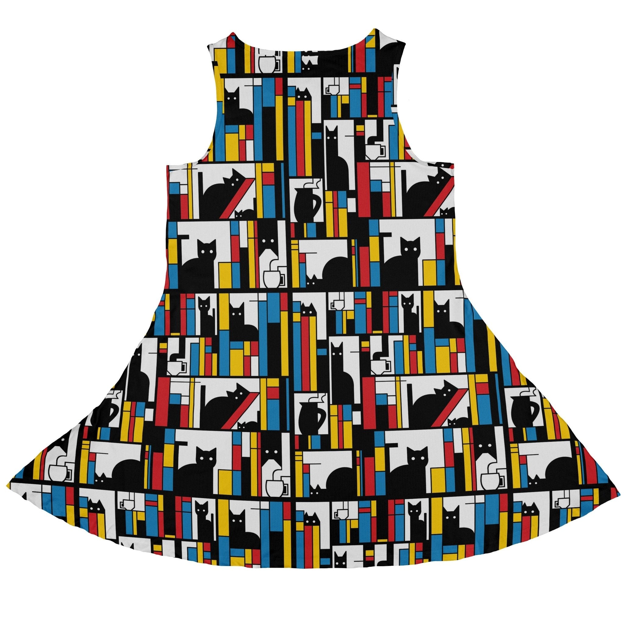 Mondrian Cat Library Dress Geek Nerd Animal Patterns Book Prints Design by Tobe Fonseca