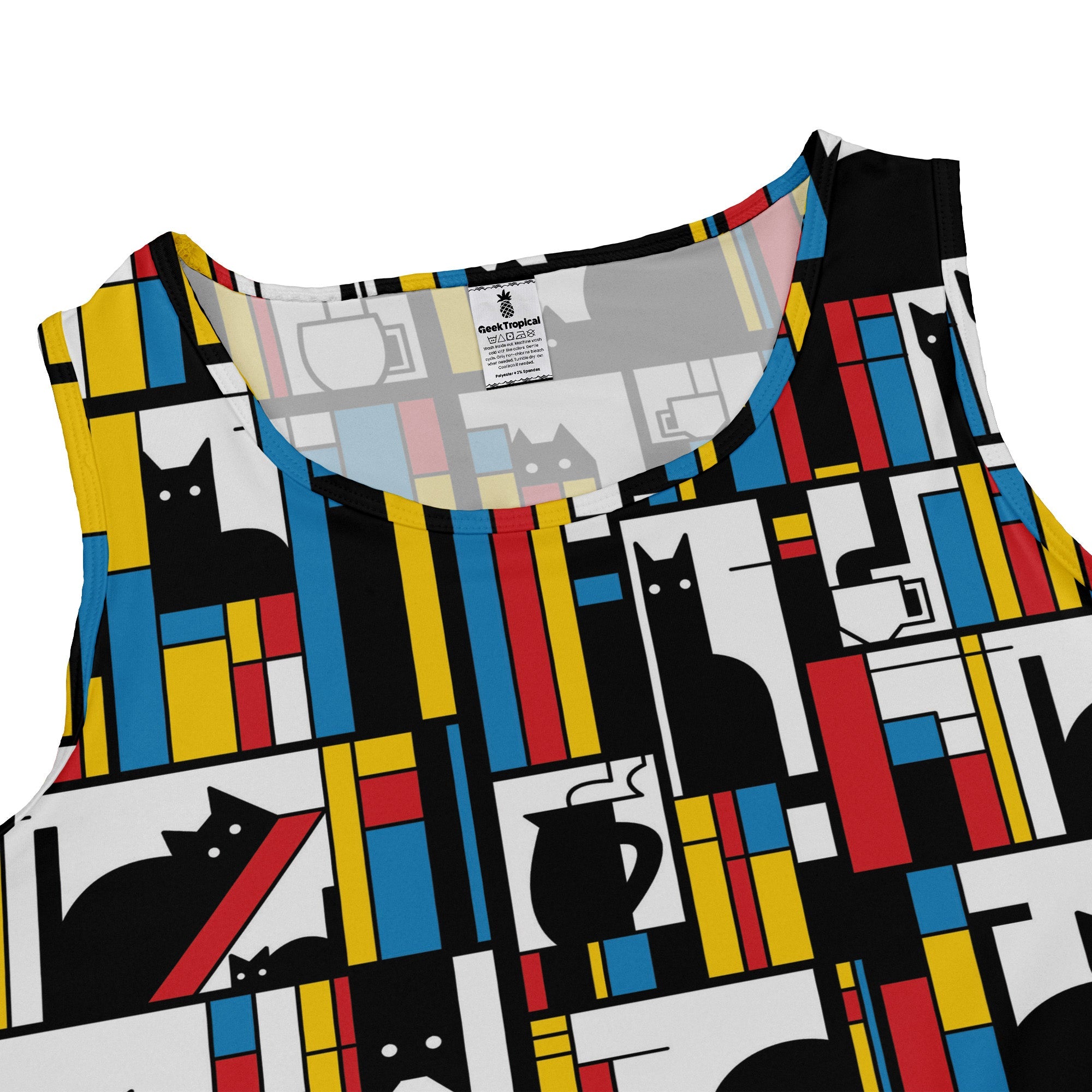 Mondrian Cat Library Dress Geek Nerd Animal Patterns Book Prints Design by Tobe Fonseca