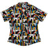 Clearance Ready - to - Ship Mondrian Cat Library Curvy Button Up Shirt Geek Nerd Animal Patterns Book Prints Clearance