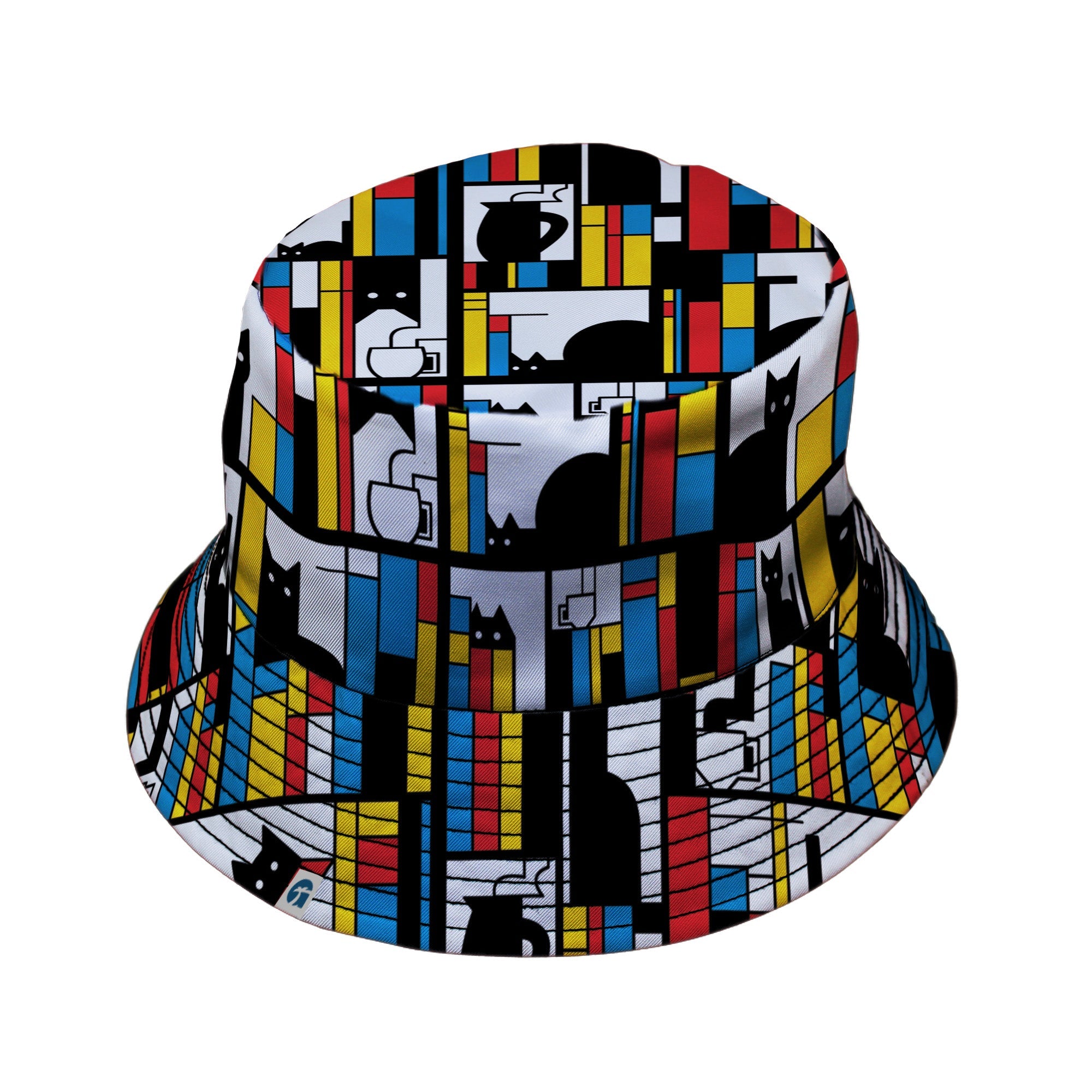 Mondrian Cat Library Bucket Hat