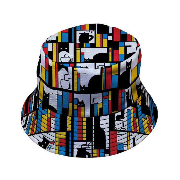 Mondrian Cat Library Bucket Hat