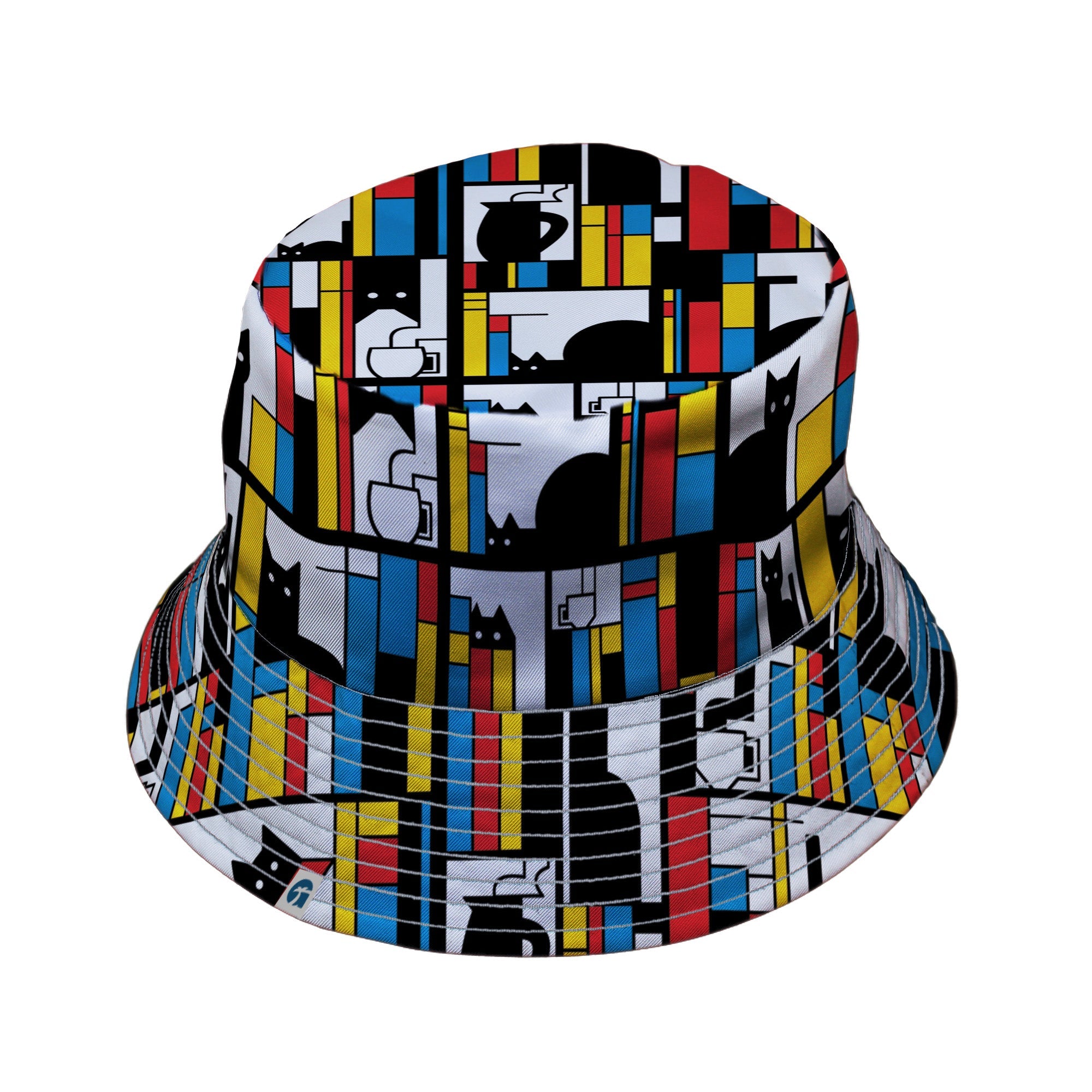 Mondrian Cat Library Bucket Hat