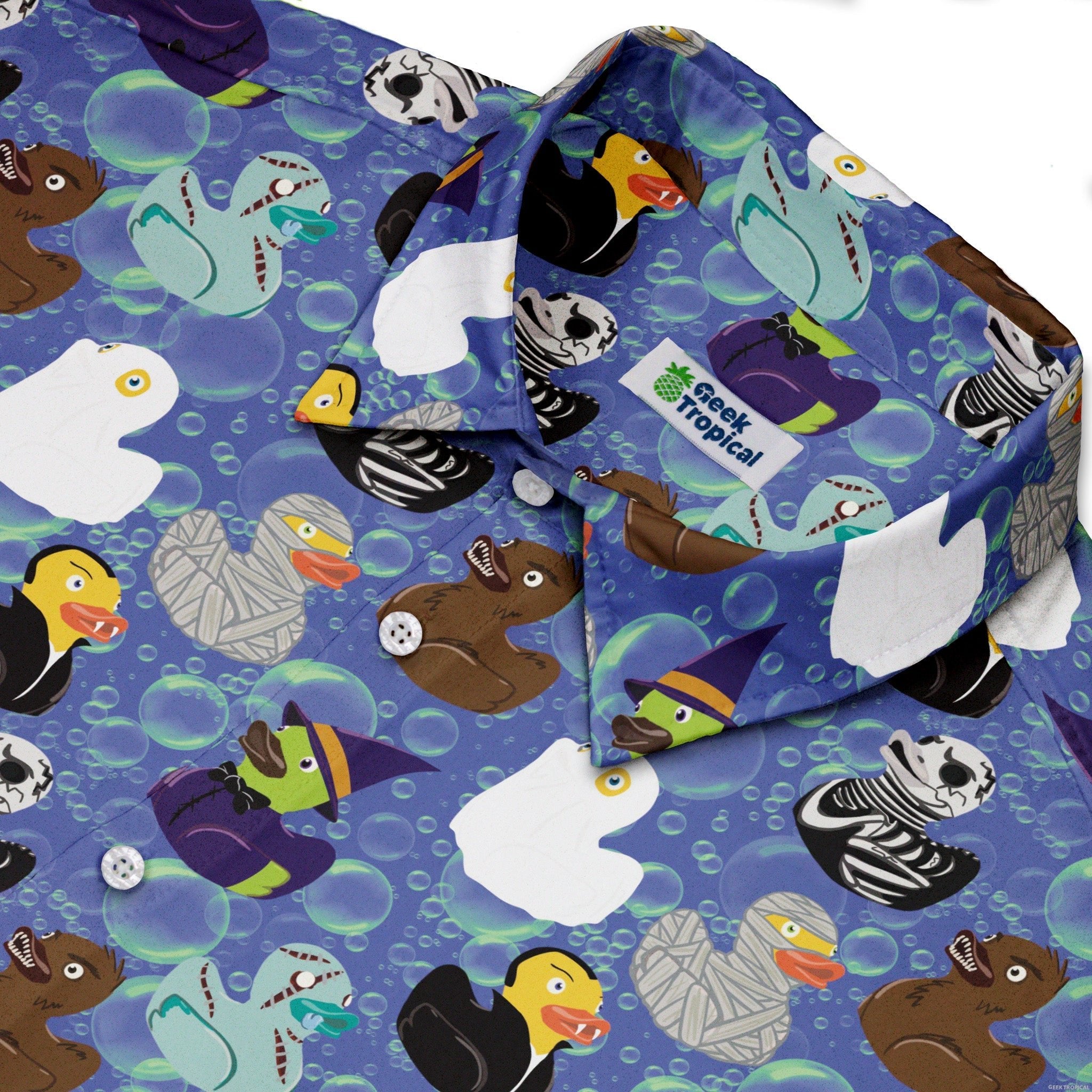 Monster Rubber Duckies Button Up Shirt Geek Nerd adult sizing halloween q4